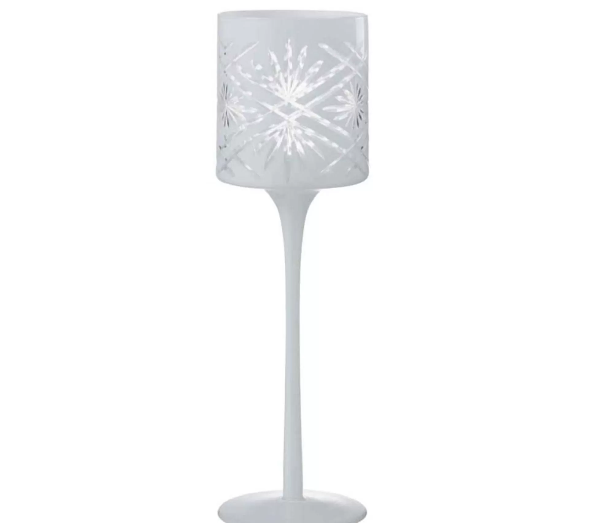 New * Photophore Sur Pied Déco "Santorini" 30Cm Blanc