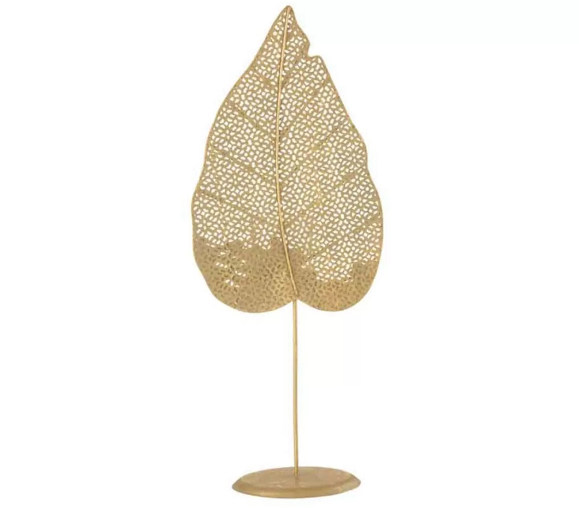 Discount * Photophore Sur Pied "Feuille Metal" 50Cm Or