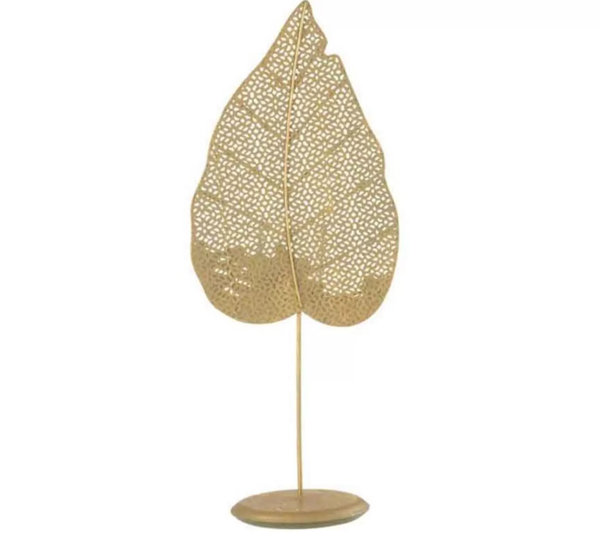 Discount * Photophore Sur Pied "Feuille Metal" 50Cm Or