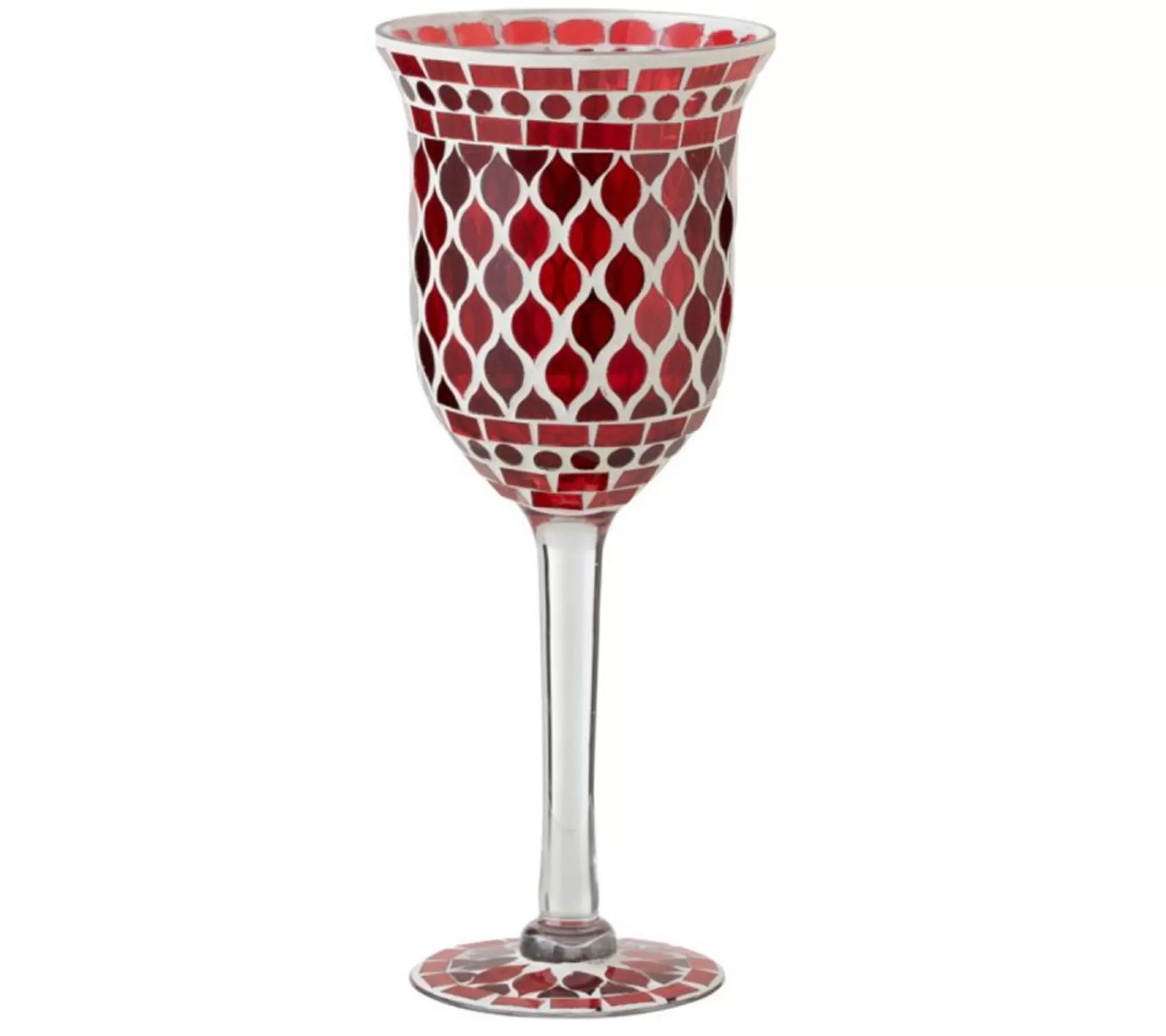 Fashion * Photophore Sur Pied "Mosaique" 30Cm Rouge