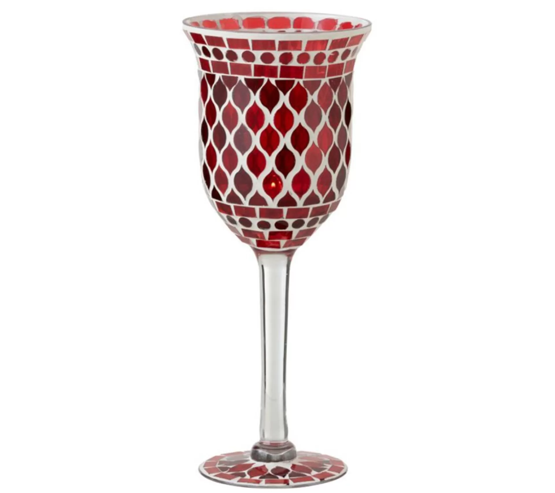 Fashion * Photophore Sur Pied "Mosaique" 30Cm Rouge