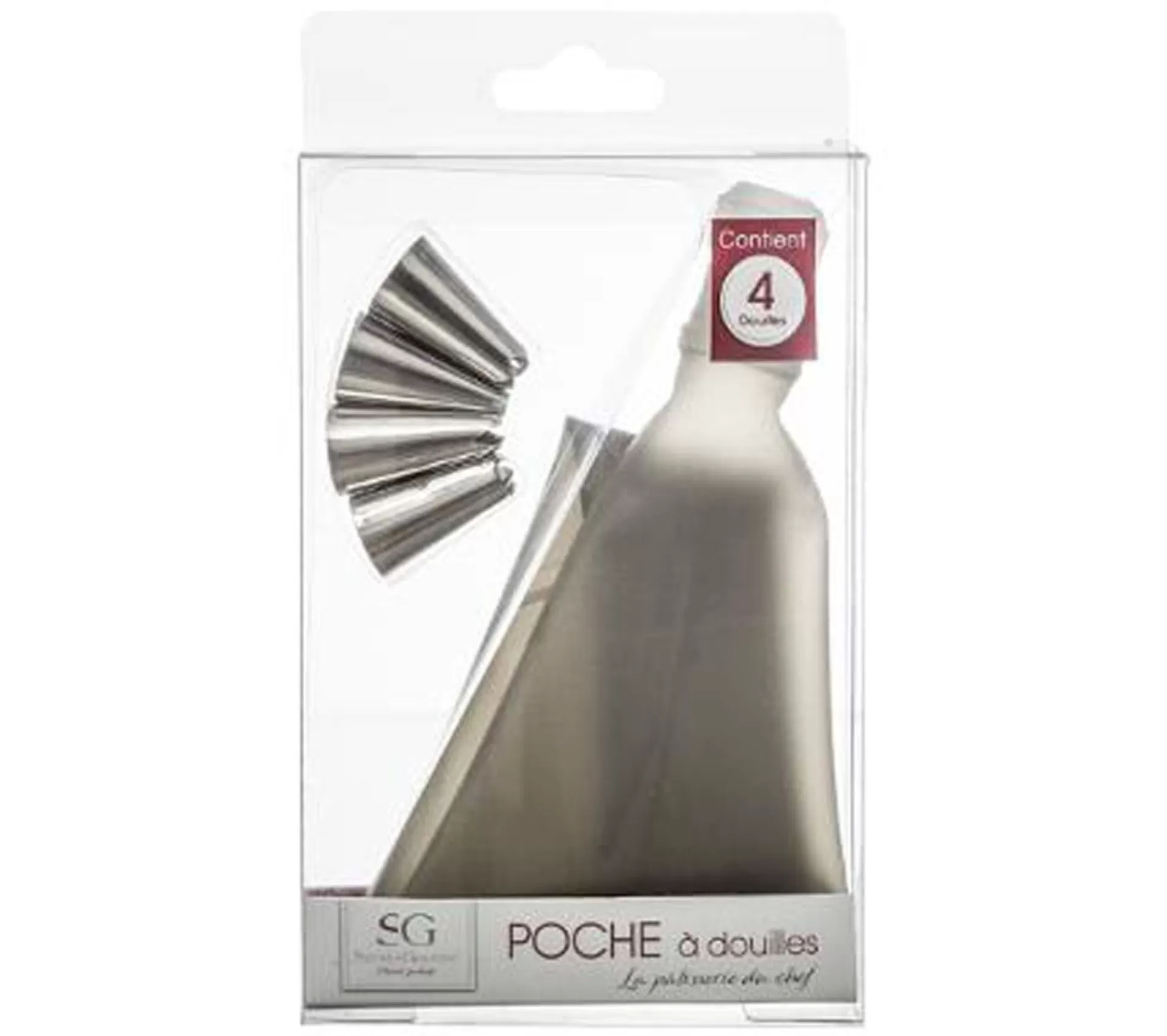 Discount * Poche A Douille Et 4 Embouts "Reutilisable" 31Cm Argent