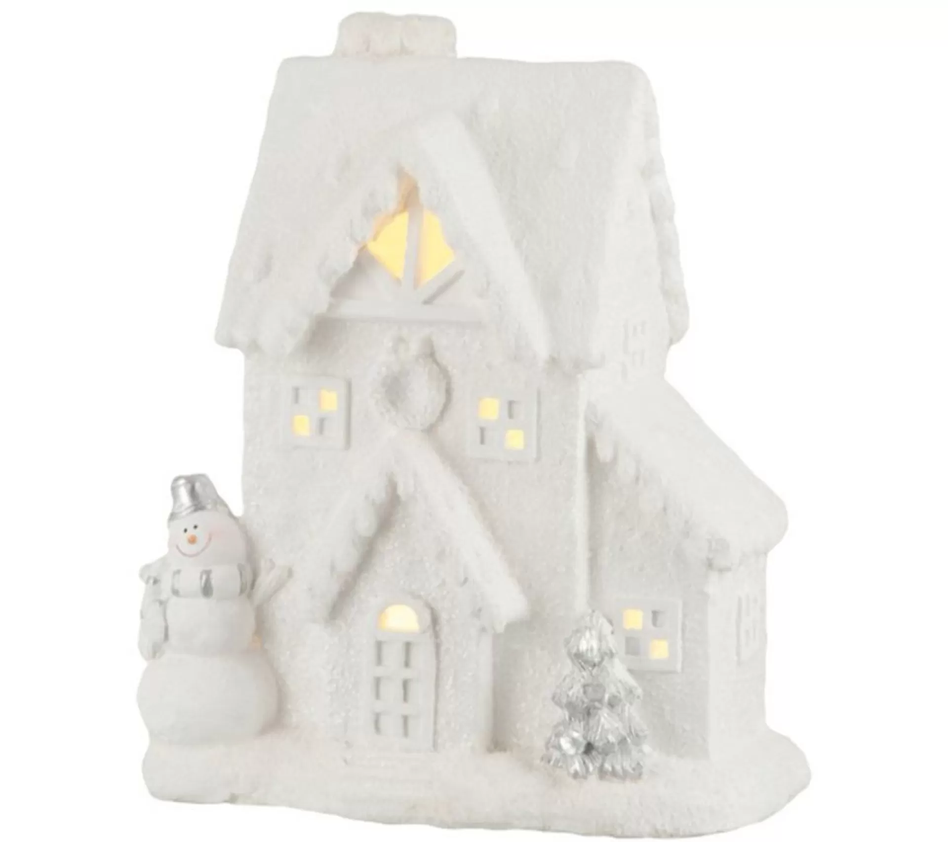 Discount * Statuette Déco A Led "Maison Hiver" 40Cm Blanc