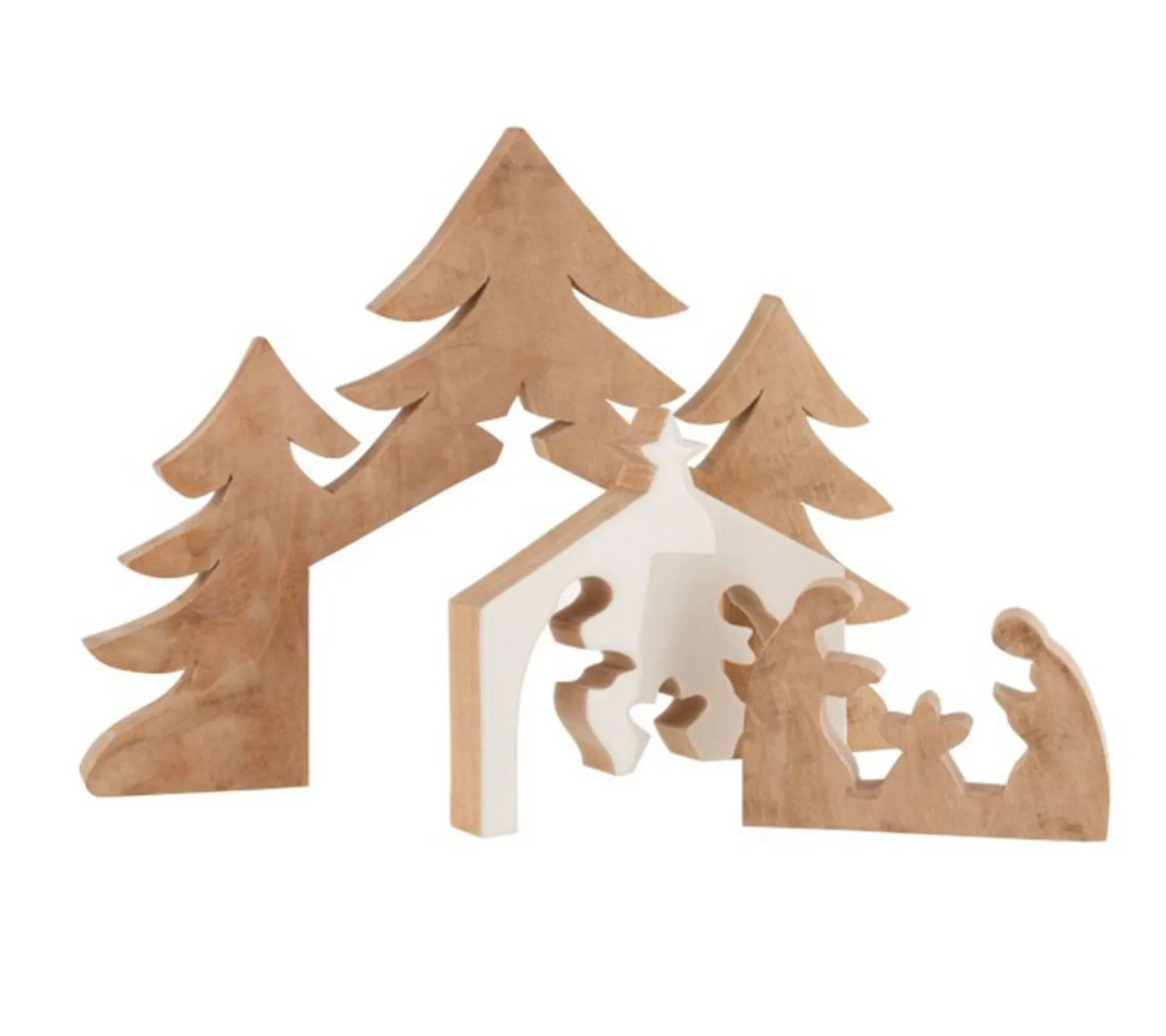 Flash Sale * Statuette Déco Noël "Creche Puzzle" 55Cm Naturel