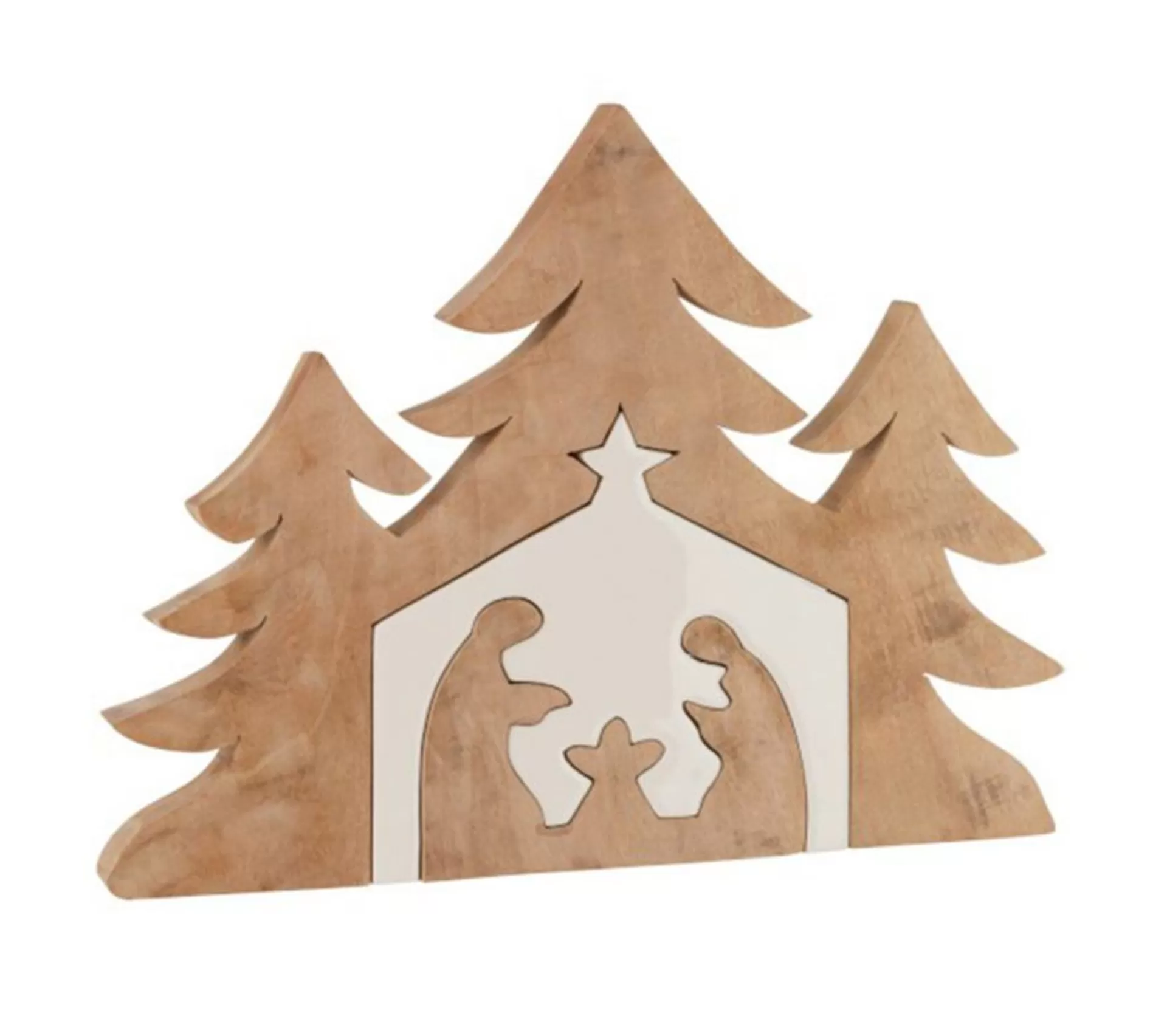 Flash Sale * Statuette Déco Noël "Creche Puzzle" 55Cm Naturel