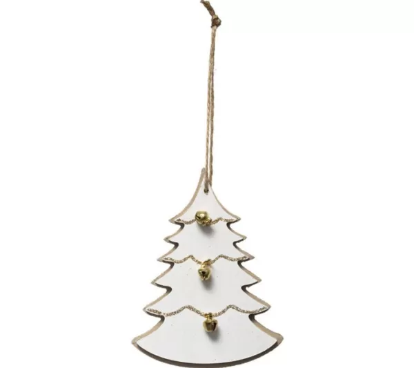 * Guirlande Et Boule De Sapin^Sujet De Noël Sapin "Cocon" 20Cm Blanc Et Naturel
