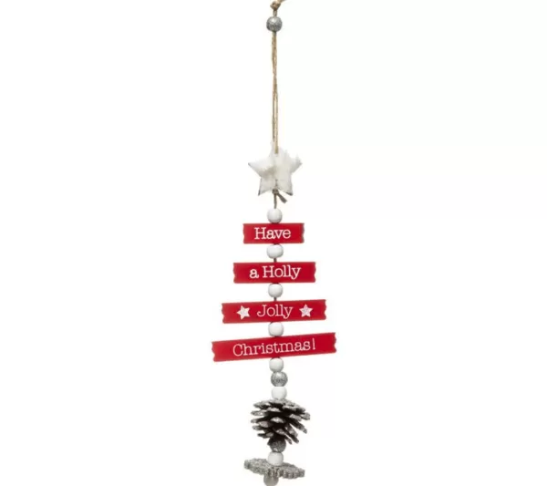 * Guirlande Et Boule De Sapin^Sujet De Noël Sapin "Etoile" 33Cm Rouge Et Blanc