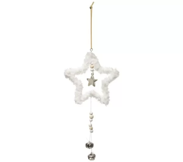 * Guirlande Et Boule De Sapin^Sujet De Noël Toile "Cocon" 35Cm Blanc
