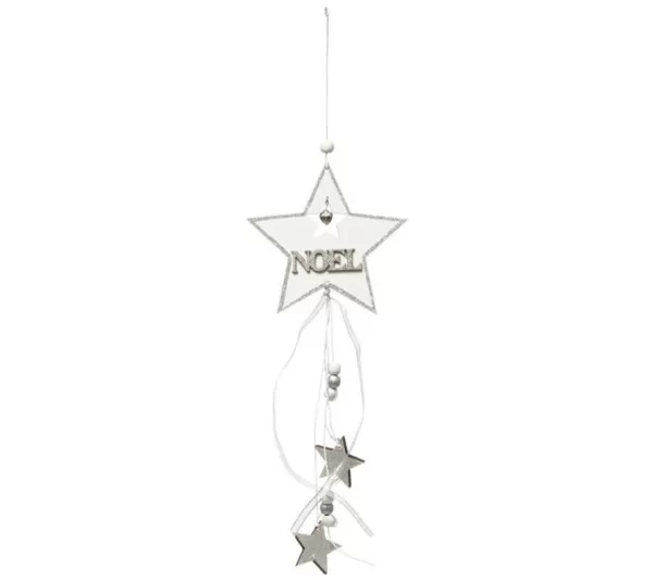 * Guirlande Et Boule De Sapin^Sujet De Noël Toile "Polaire" 33Cm Blanc Et Argent