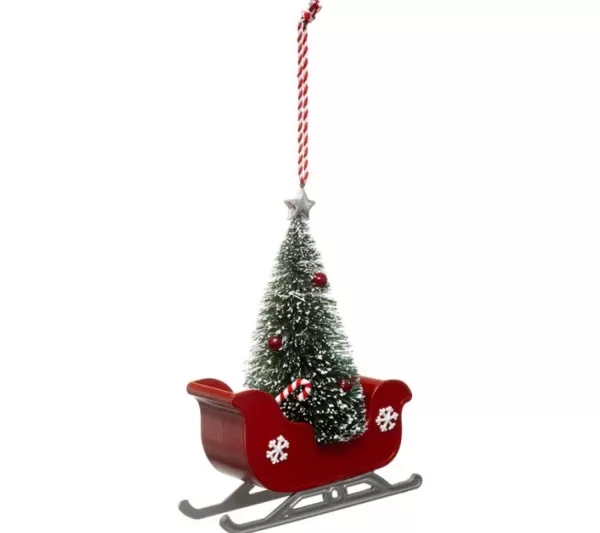 * Guirlande Et Boule De Sapin^Sujet De Noël Traineau "Etoile" 15Cm Rouge Et Vert